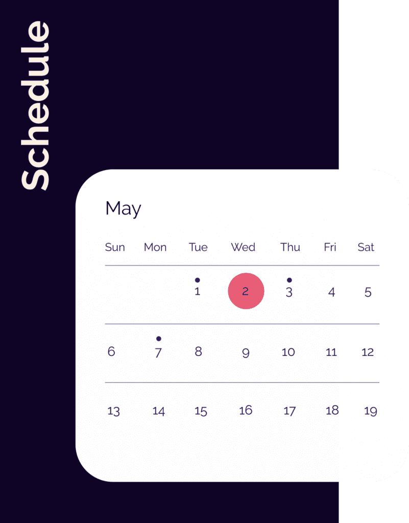 Screenshot of the scheduling feature in the Hutsy app